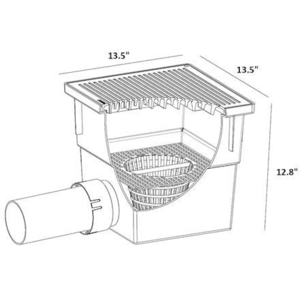 Kit de puisard carré de 13 po avec grille en aluminium