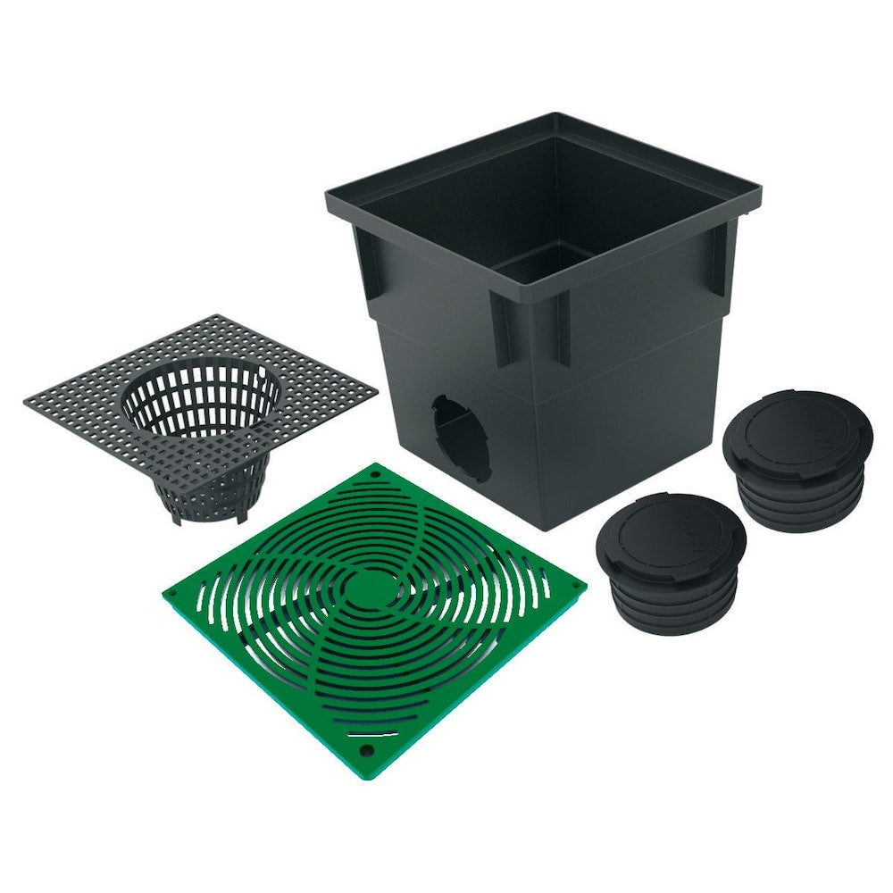 Kit de puisard carré de 13 po avec grille verte