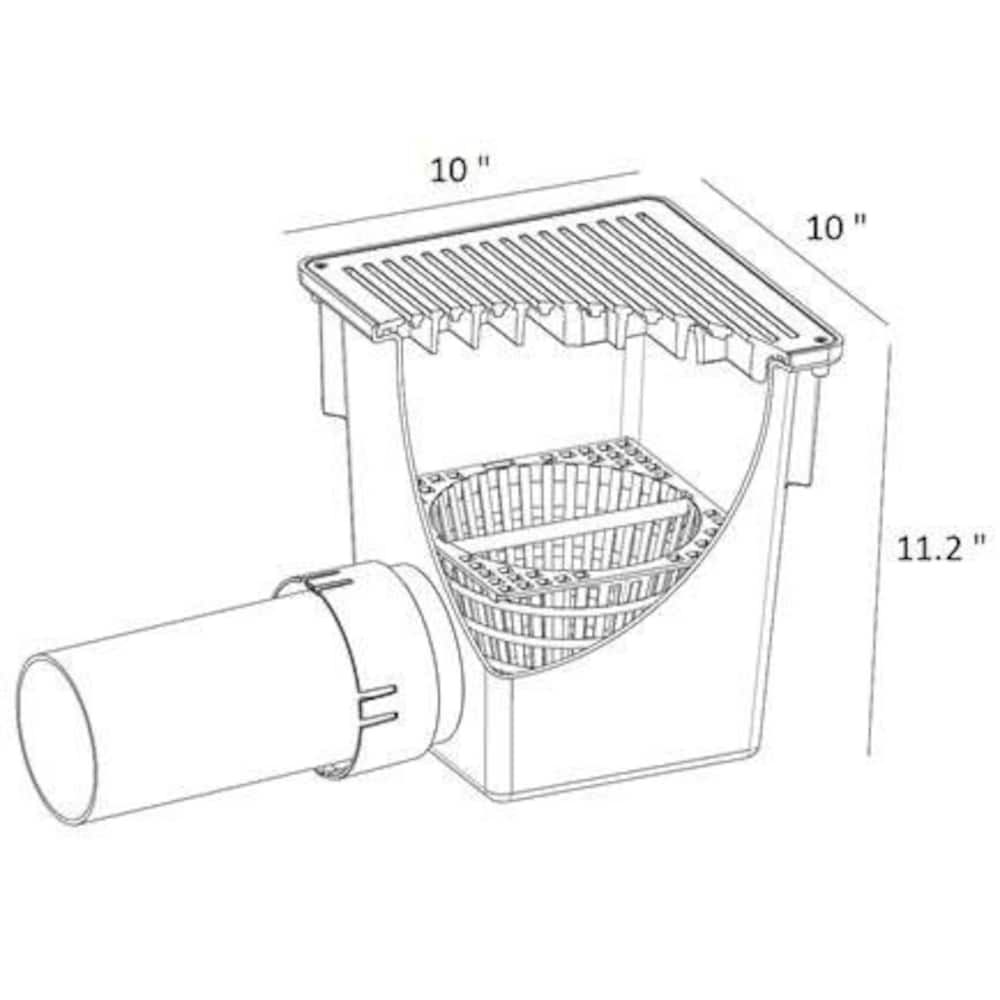 Kit de puisard carré de 10 po avec grille en aluminium