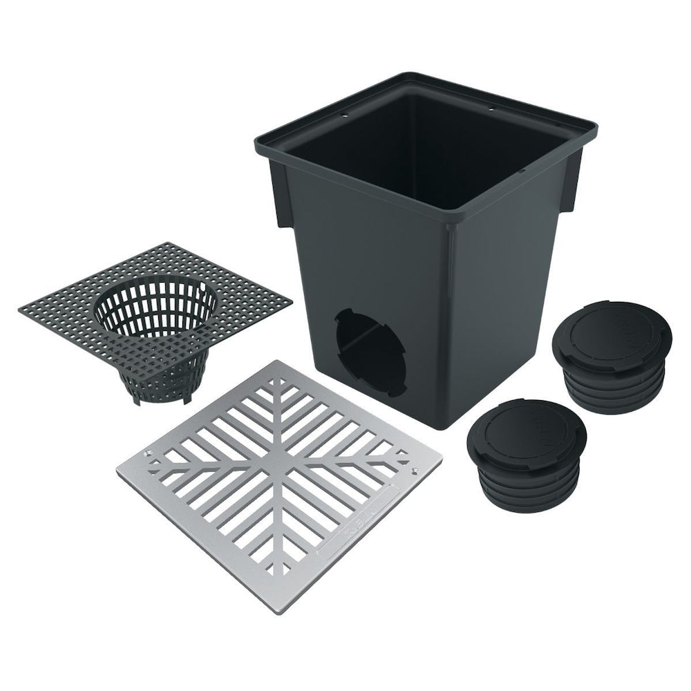Kit de puisard carré de 10 po avec grille en aluminium