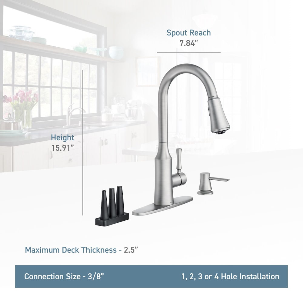 Venango Pull Down Kitchen Faucet/Tap with Soap Dispenser in Chrome
