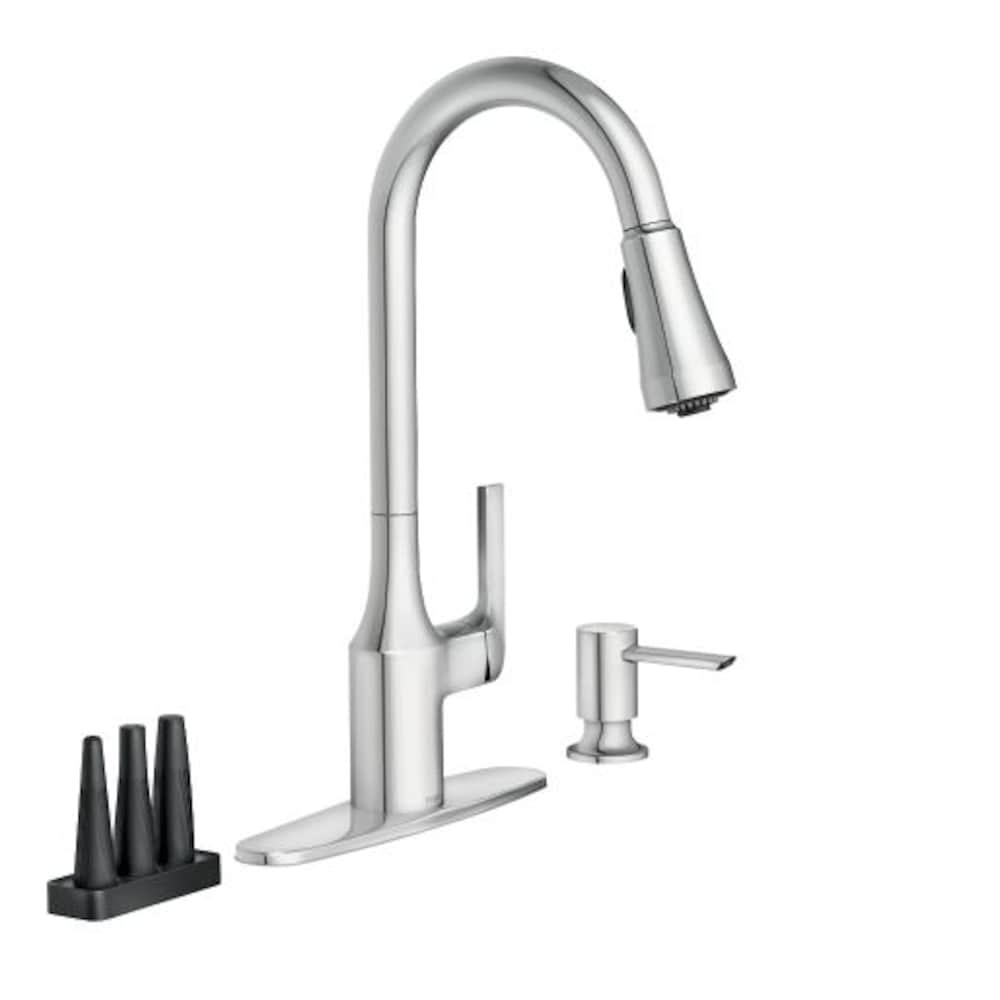 Robinet de cuisine rétractable Milton avec distributeur de savon en chrome