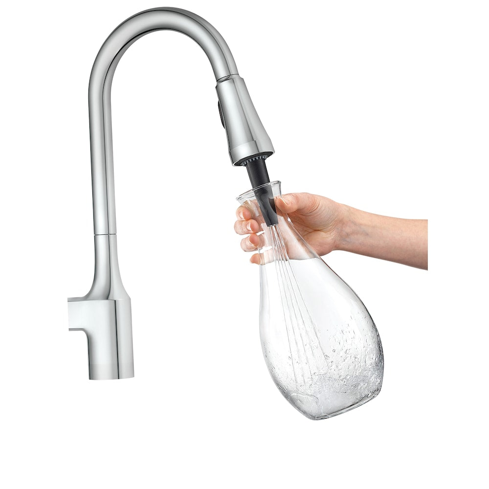 Robinet de cuisine rétractable Milton avec distributeur de savon en chrome