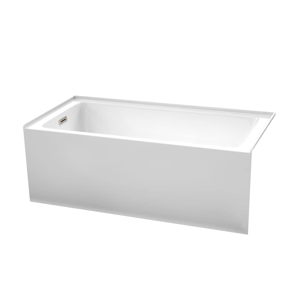 Grayley 60 inch Alcove Bathtub in White with Left-Hand Drain and Overflow Trim in Brushed Nickel