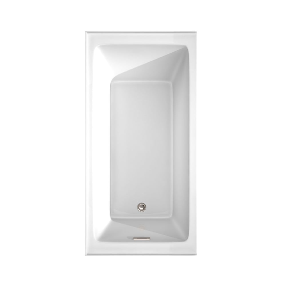 Grayley 60 inch Alcove Bathtub in White with Left-Hand Drain and Overflow Trim in Brushed Nickel