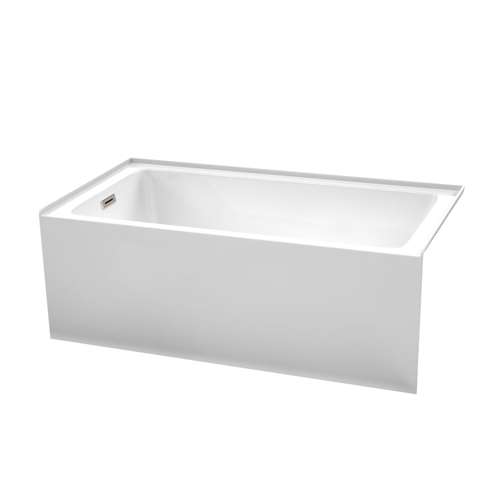 Baignoire en alcôve Grayley de 60 pouces en blanc avec drain à gauche et garniture de trop-plein en nickel brossé