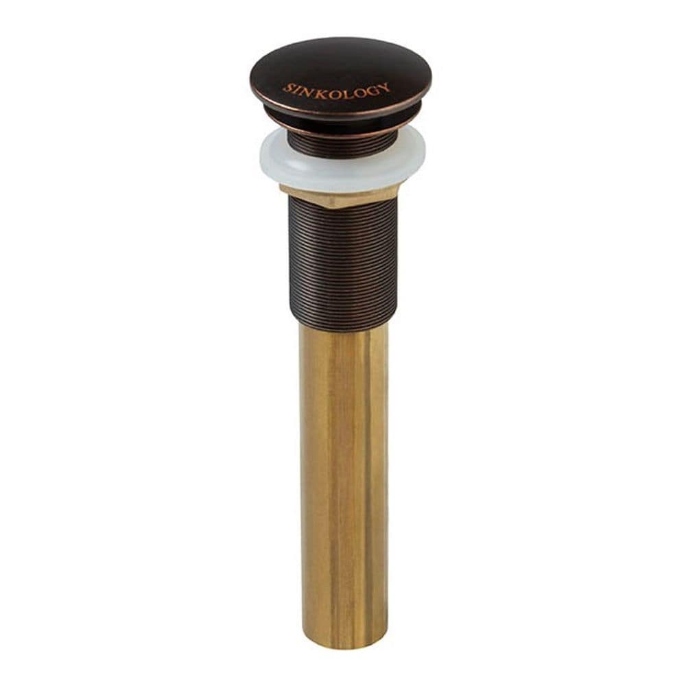 Decorative Brass Bath Sink Pop-Up Drain, No Overflow in Aged Copper