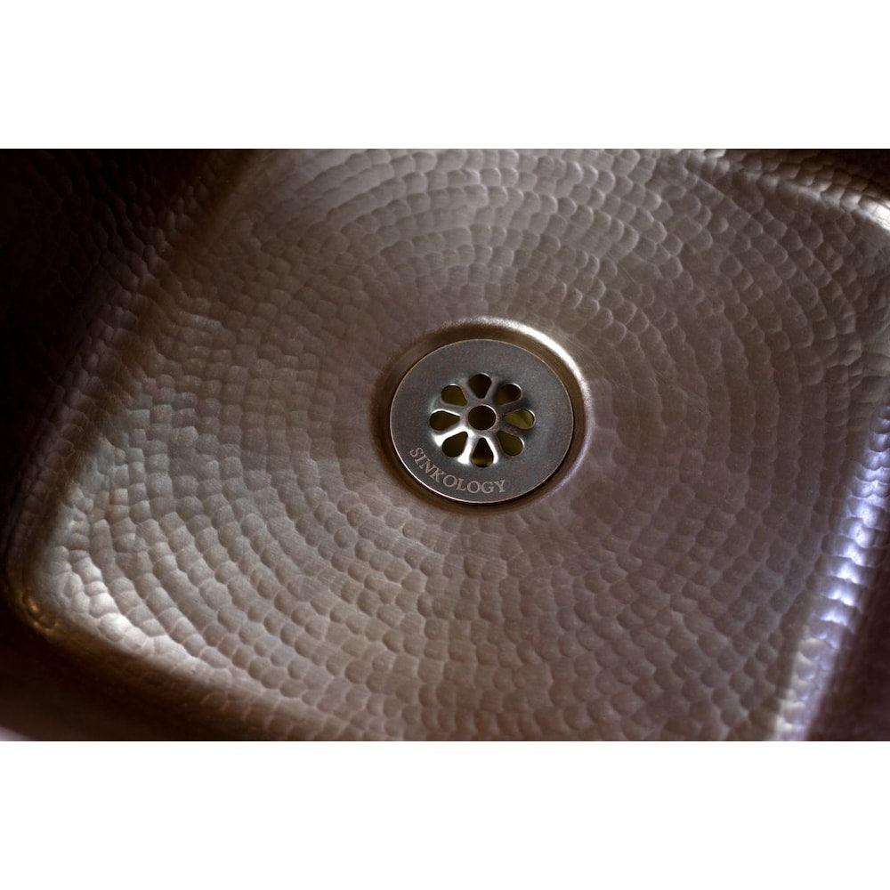 Decorative Brass Bath Sink Grid Drain, No-Overflow in Aged Copper