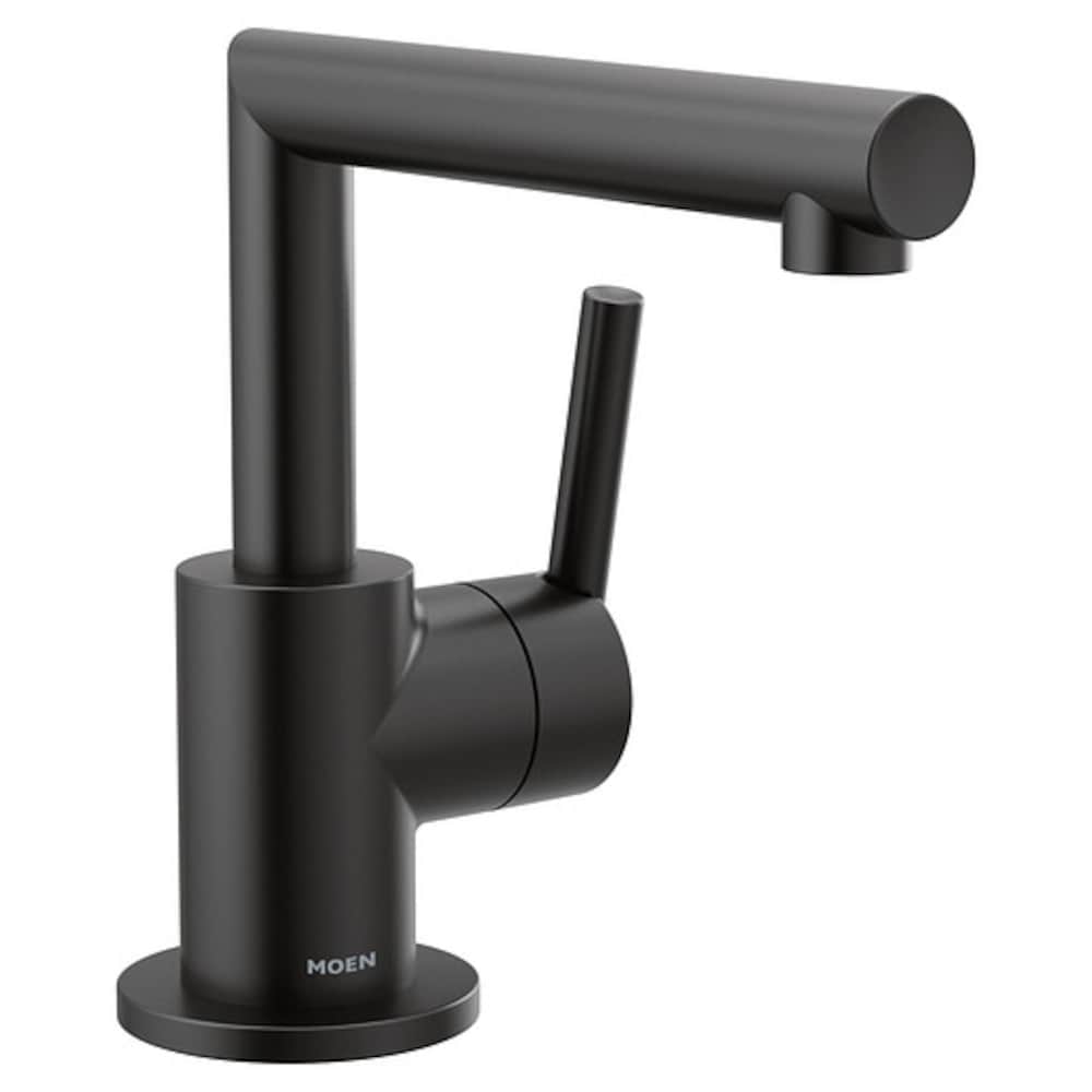 Robinet de lavabo de salle de bain à poignée unique et à trou unique Arris en noir mat (vidange et valve incluses)