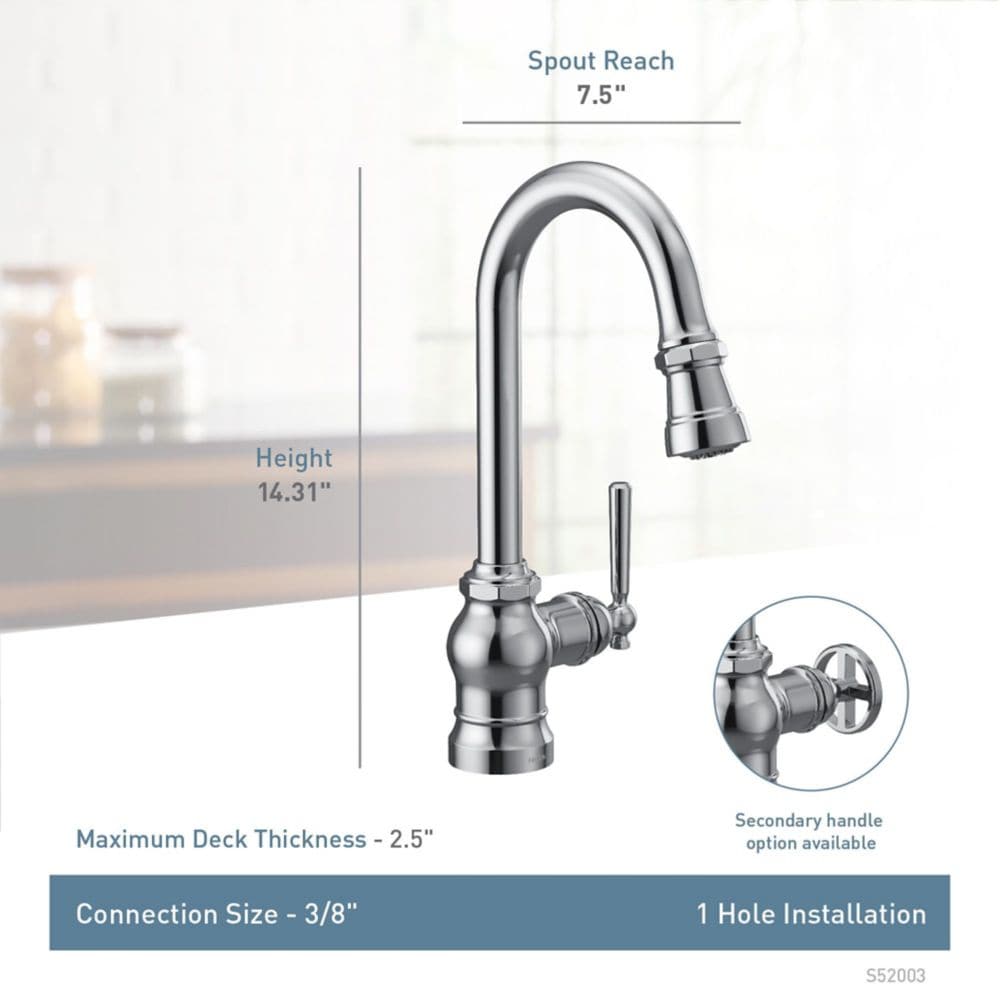 Paterson Single-Handle Pulldown Bar Faucet  In Spot Resist Stainless