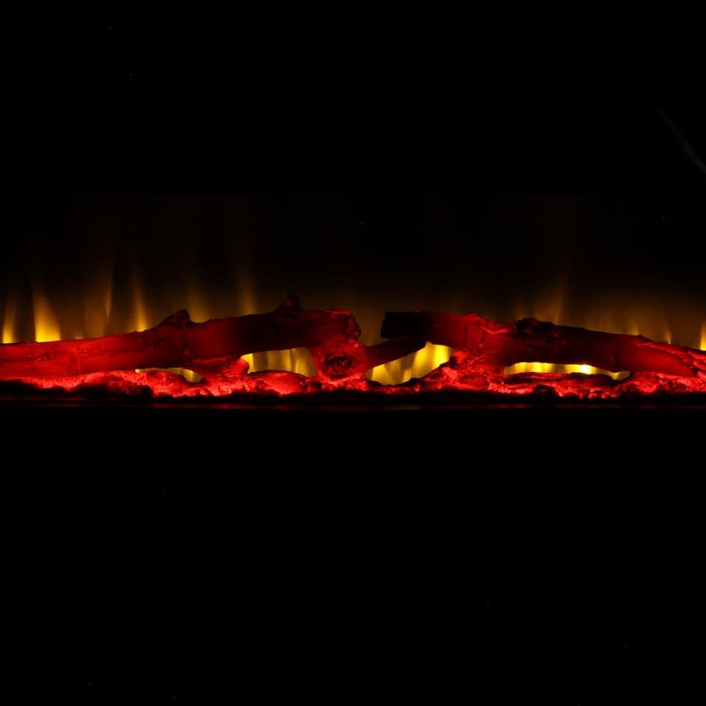 Foyer électrique mural incurvé de 48 po – Verre noir