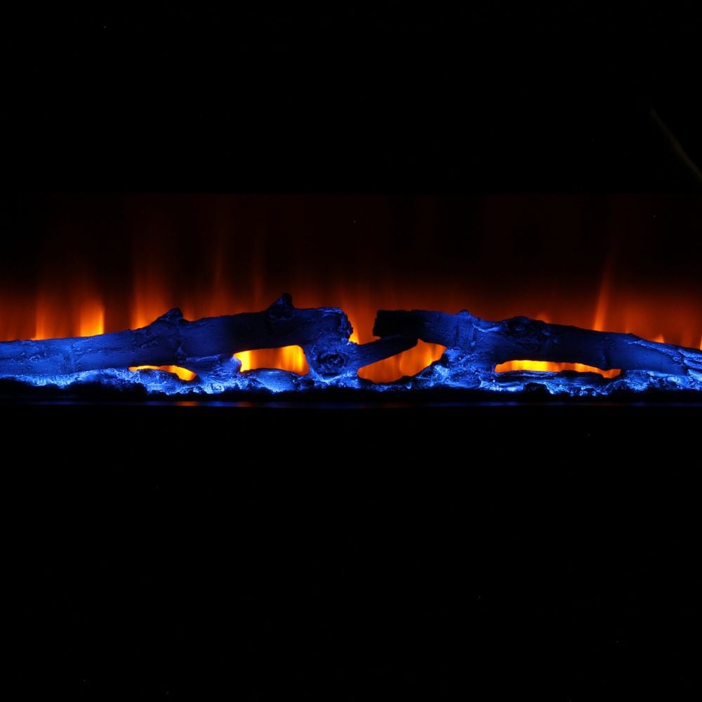 Foyer électrique mural incurvé de 48 po – Verre noir