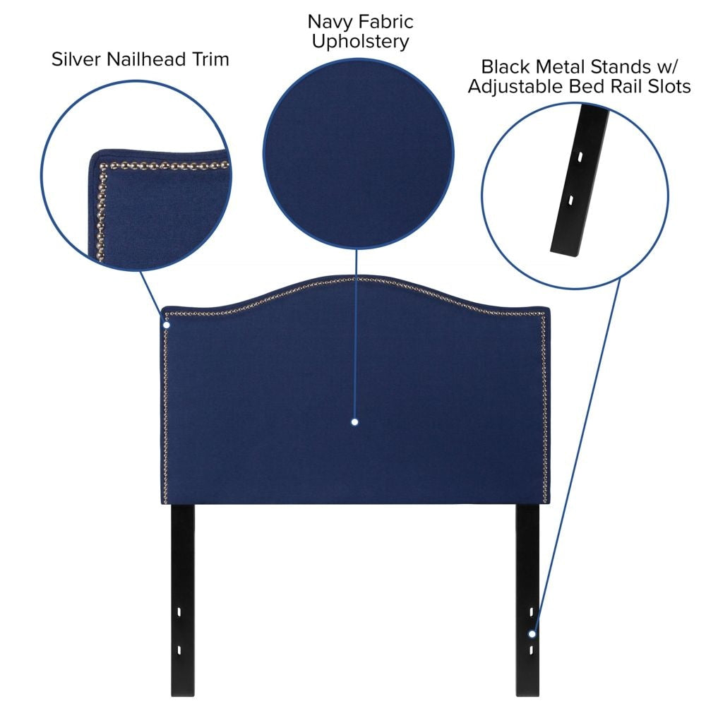 Tête de lit double - Tissu bleu marine