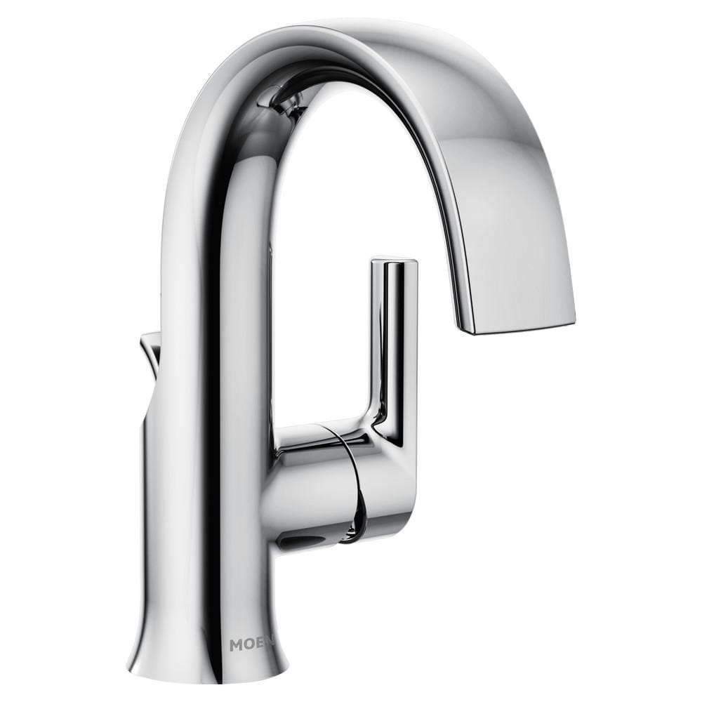 Robinet de lavabo de salle de bain à poignée unique Doux de 4 pouces avec plaque de pont en chrome (drain et valve inclus)