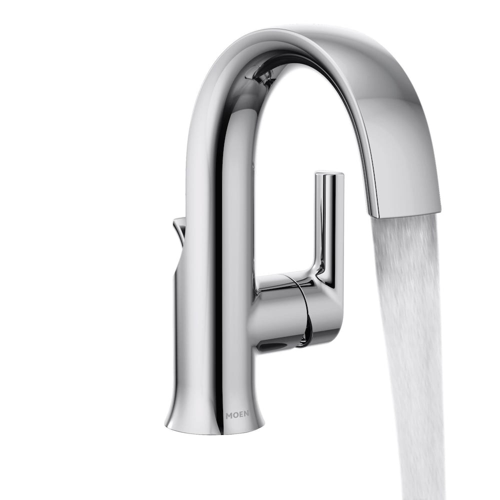 Robinet de lavabo de salle de bain à poignée unique Doux de 4 pouces avec plaque de pont en chrome (drain et valve inclus)