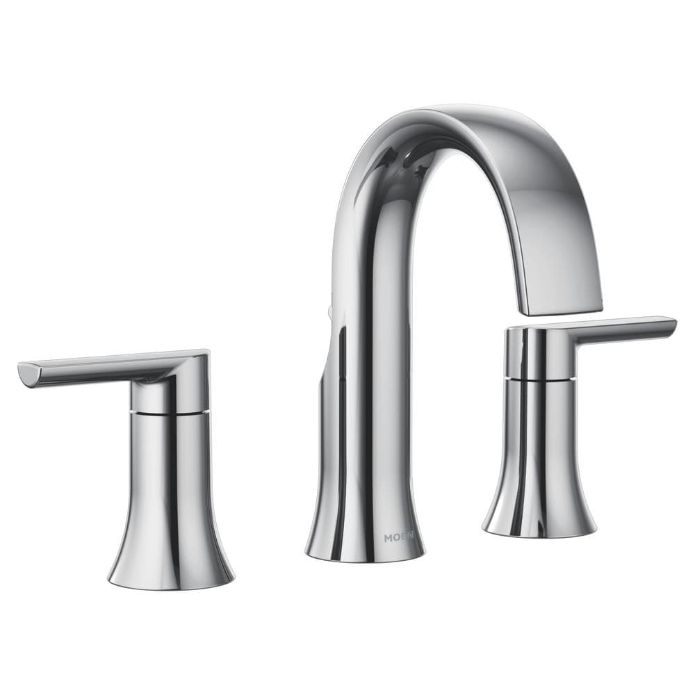 Robinet de lavabo de salle de bain à 2 poignées Doux de 8 à 16 pouces en chrome (drain inclus; valve non incluse)