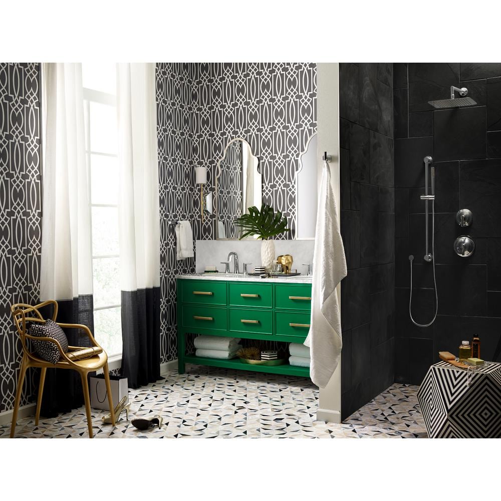 Robinet de lavabo de salle de bain à 2 poignées Doux de 8 à 16 pouces en chrome (drain inclus; valve non incluse)