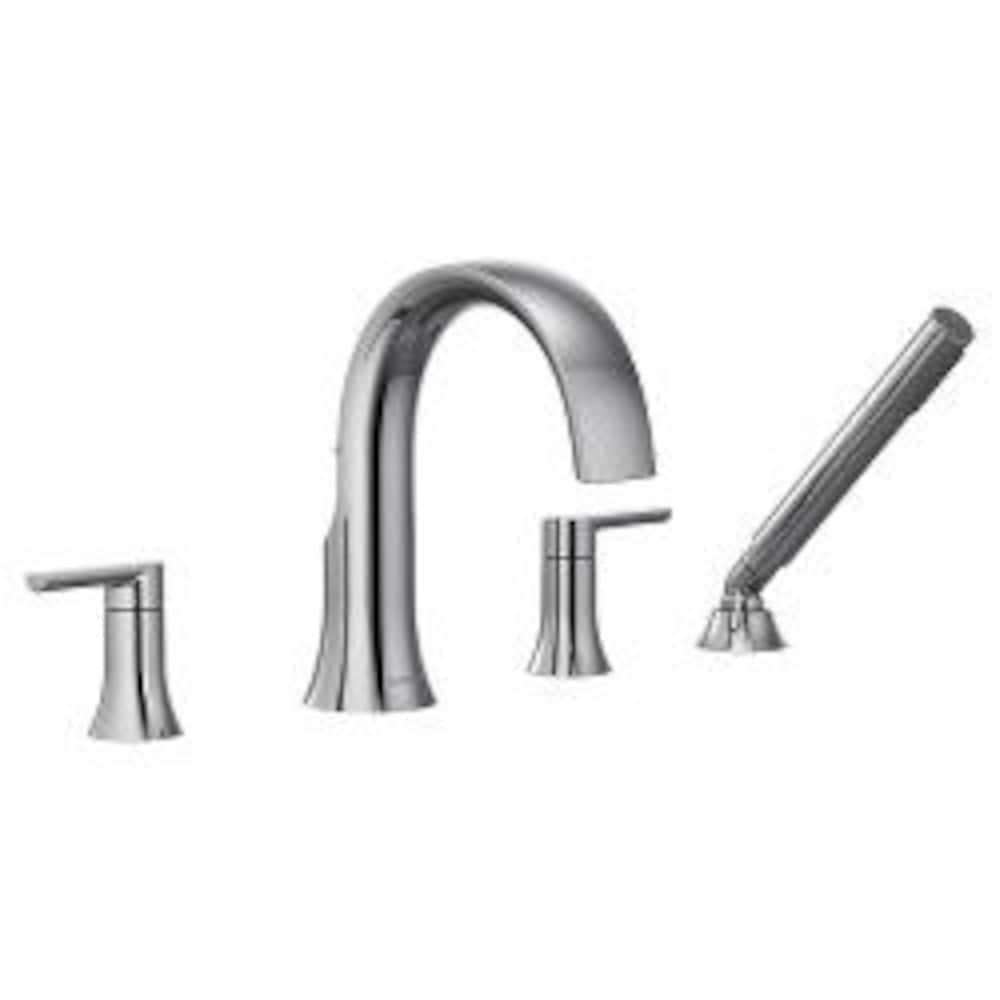 Ensemble de garniture de robinet de baignoire romaine à 2 poignées Doux avec douchette à main en chrome (robinet non inclus)