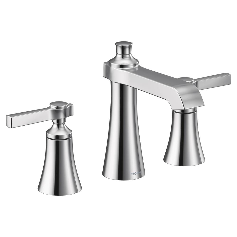 Robinet de lavabo de salle de bain à 2 poignées Flara de 8 à 16 pouces en chrome (drain inclus; valve non incluse)