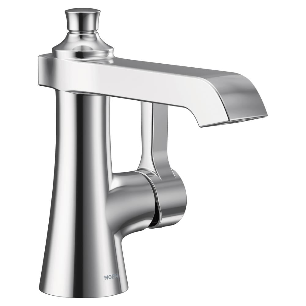 Robinet de lavabo de salle de bain monotrou à poignée unique Flara en chrome (vidange et valve incluses)
