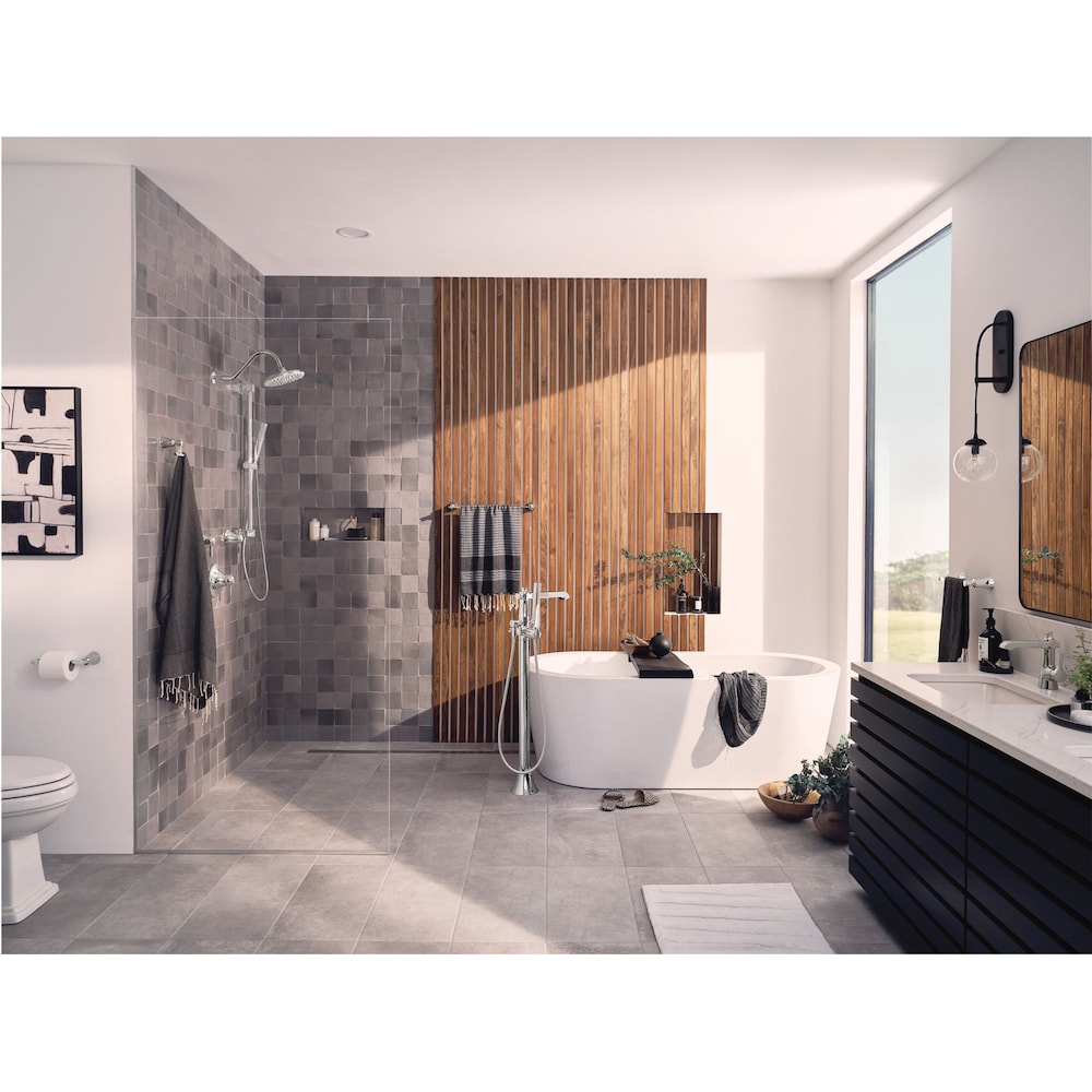 Robinet de lavabo de salle de bain monotrou à poignée unique Flara en chrome (vidange et valve incluses)