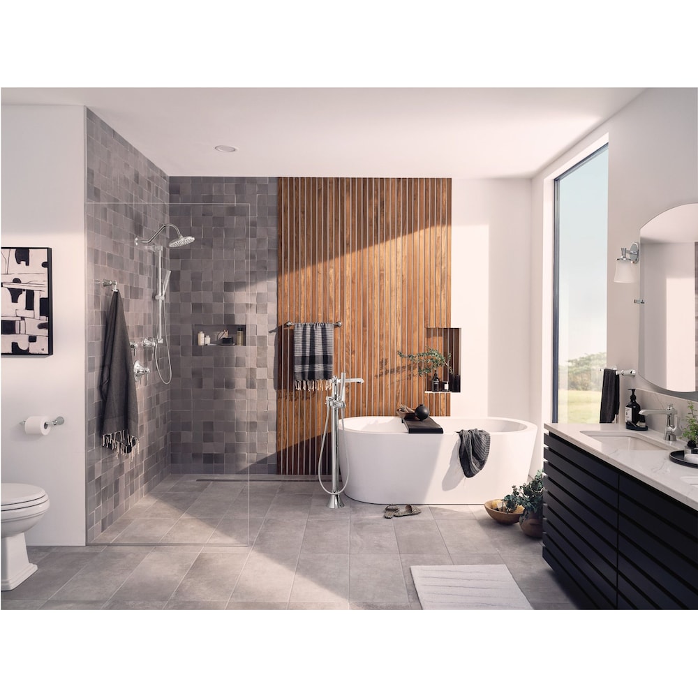 Robinet de lavabo de salle de bain monotrou à poignée unique Flara en chrome (vidange et valve incluses)