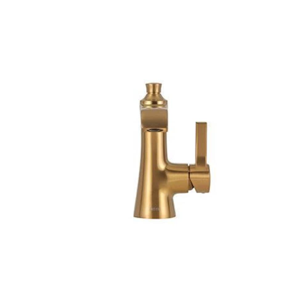 Robinet de lavabo de salle de bain monotrou à poignée unique Flara en or brossé (vidange et valve incluses)