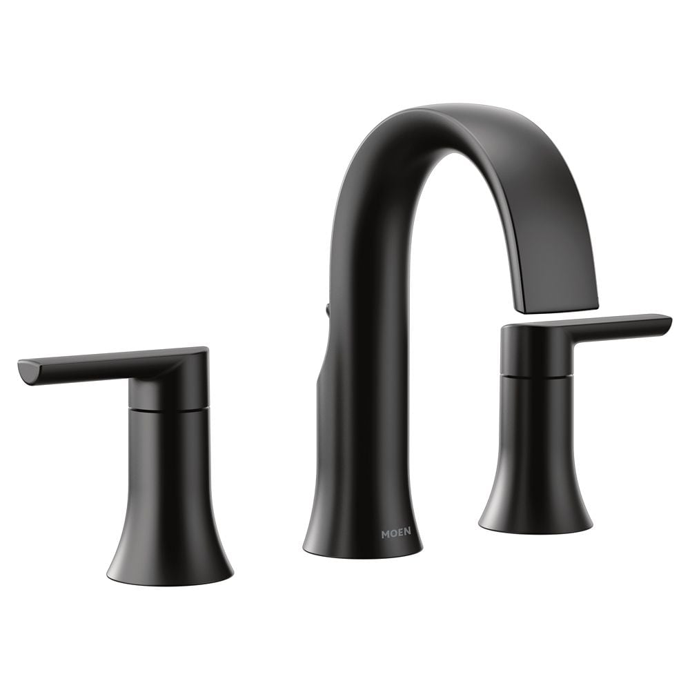 Robinet de lavabo de salle de bain à 2 poignées Doux de 8 à 16 pouces en noir mat (drain inclus; valve non incluse)