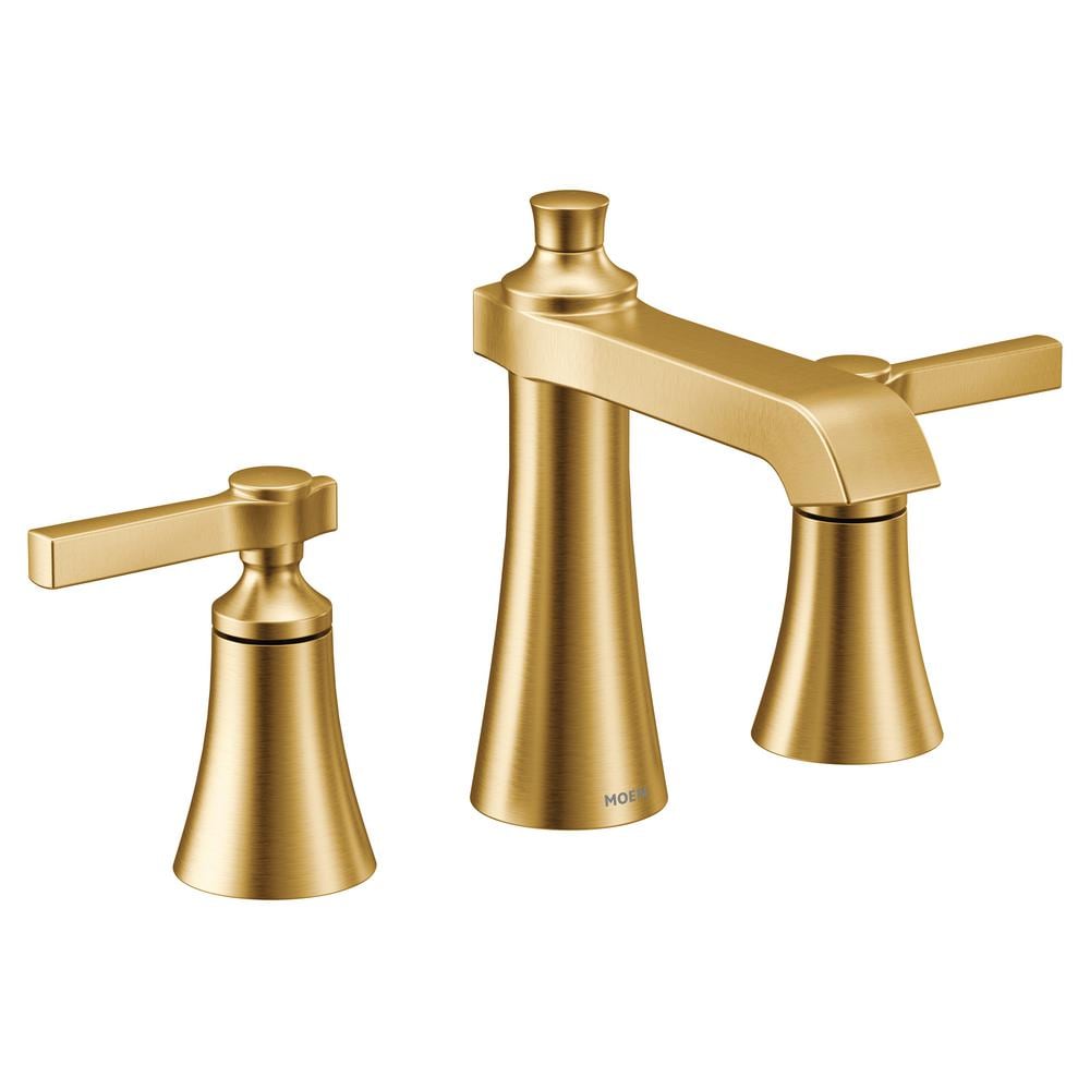 Robinet de lavabo de salle de bain à 2 poignées Flara de 8 à 16 pouces en or brossé (drain inclus; valve non incluse)