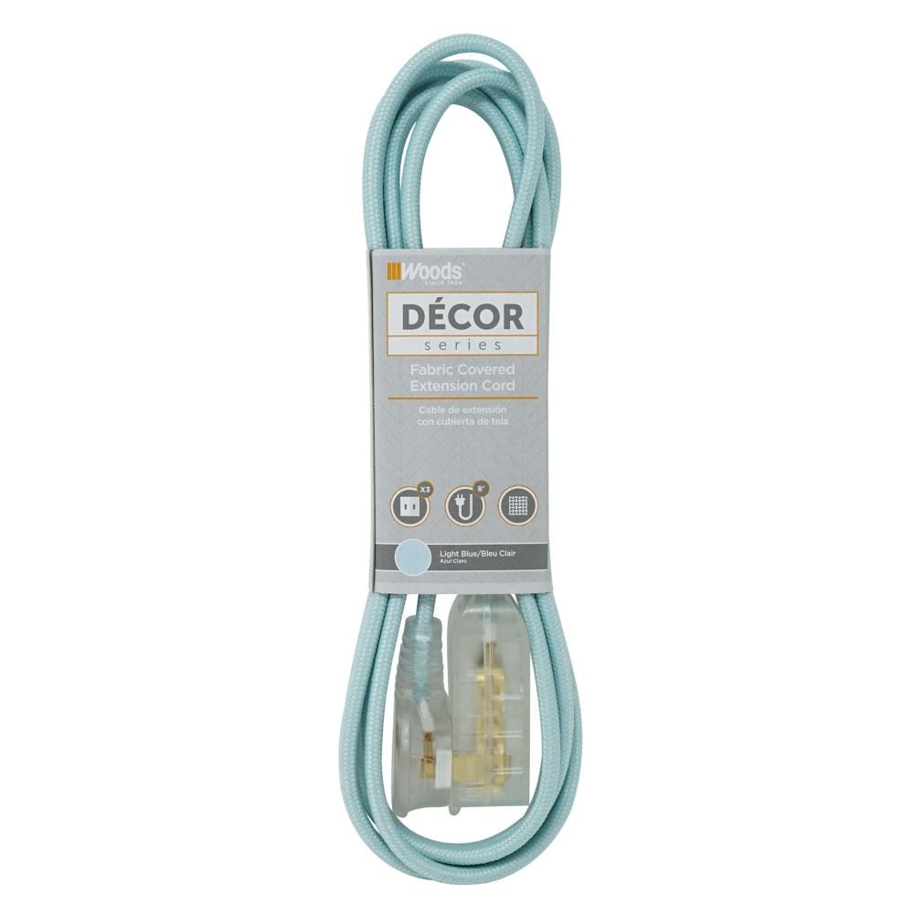 8 ft. 16/2  13 Amps Indoor Extension Cord with Lighted End in Blue