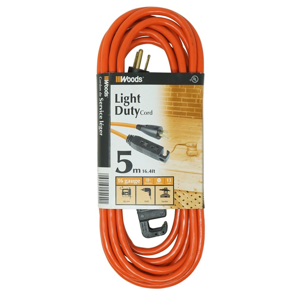 Rallonge extérieure de 15 pi 16/3 SJTW 13 A en orange