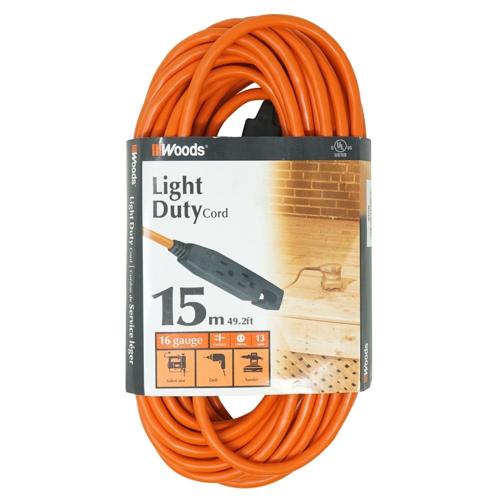 Rallonge extérieure 16/3 SJTW 13 A de 50 pi en orange
