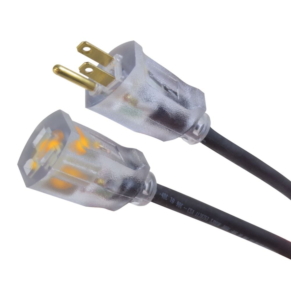 100 ft. 12/3 SJOOW 15 Amps Outdoor Extension Cord with Lighted End