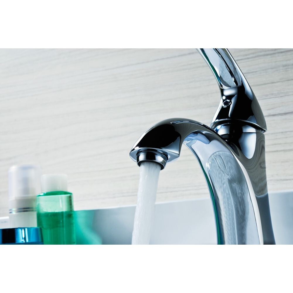 Robinet de salle de bain à arc moyen à poignée unique et trou unique de la série Clavier en chrome poli