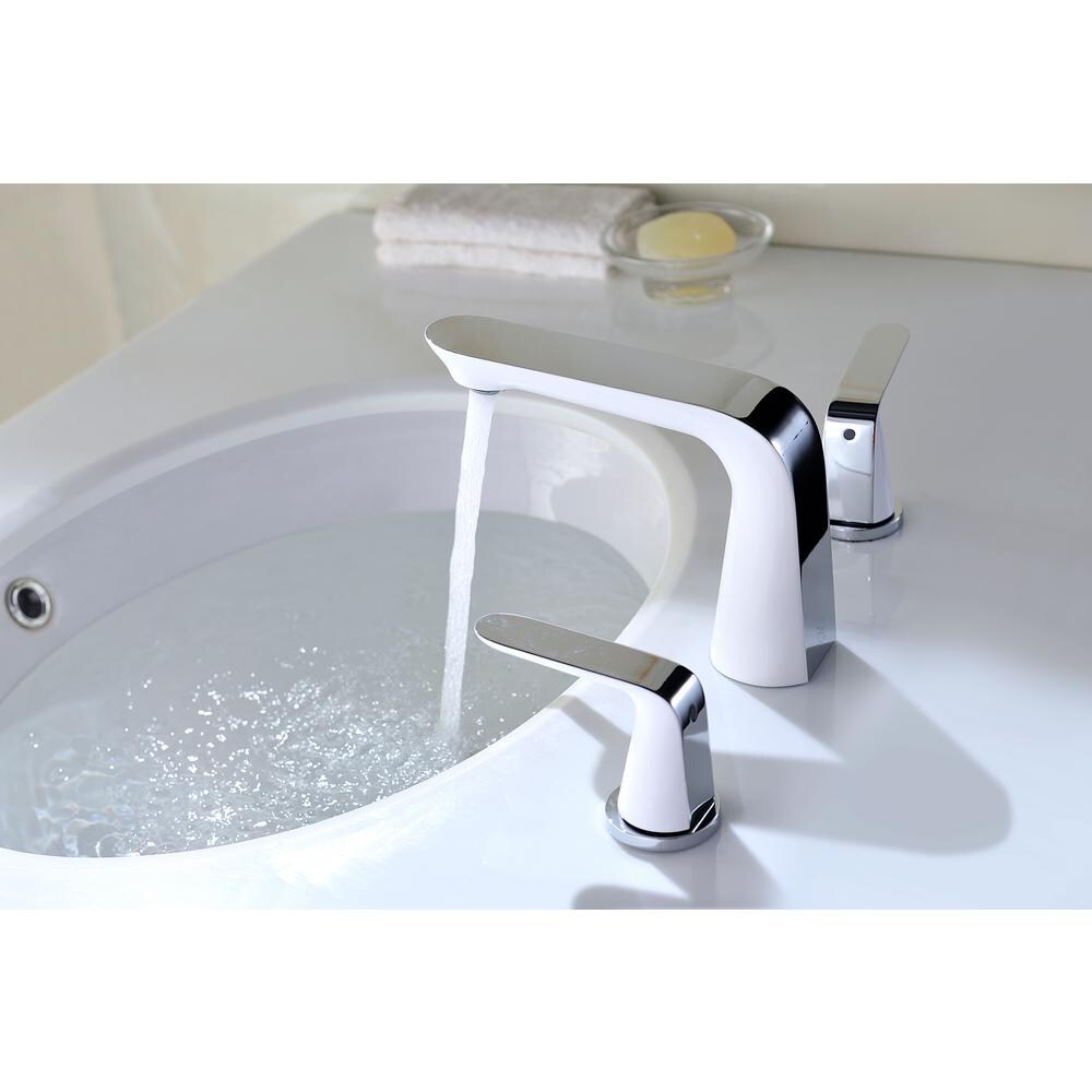 Pendant Series 8-inch Widespread 2-Handle Low-Arc Bathroom Faucet in Polished Chrome