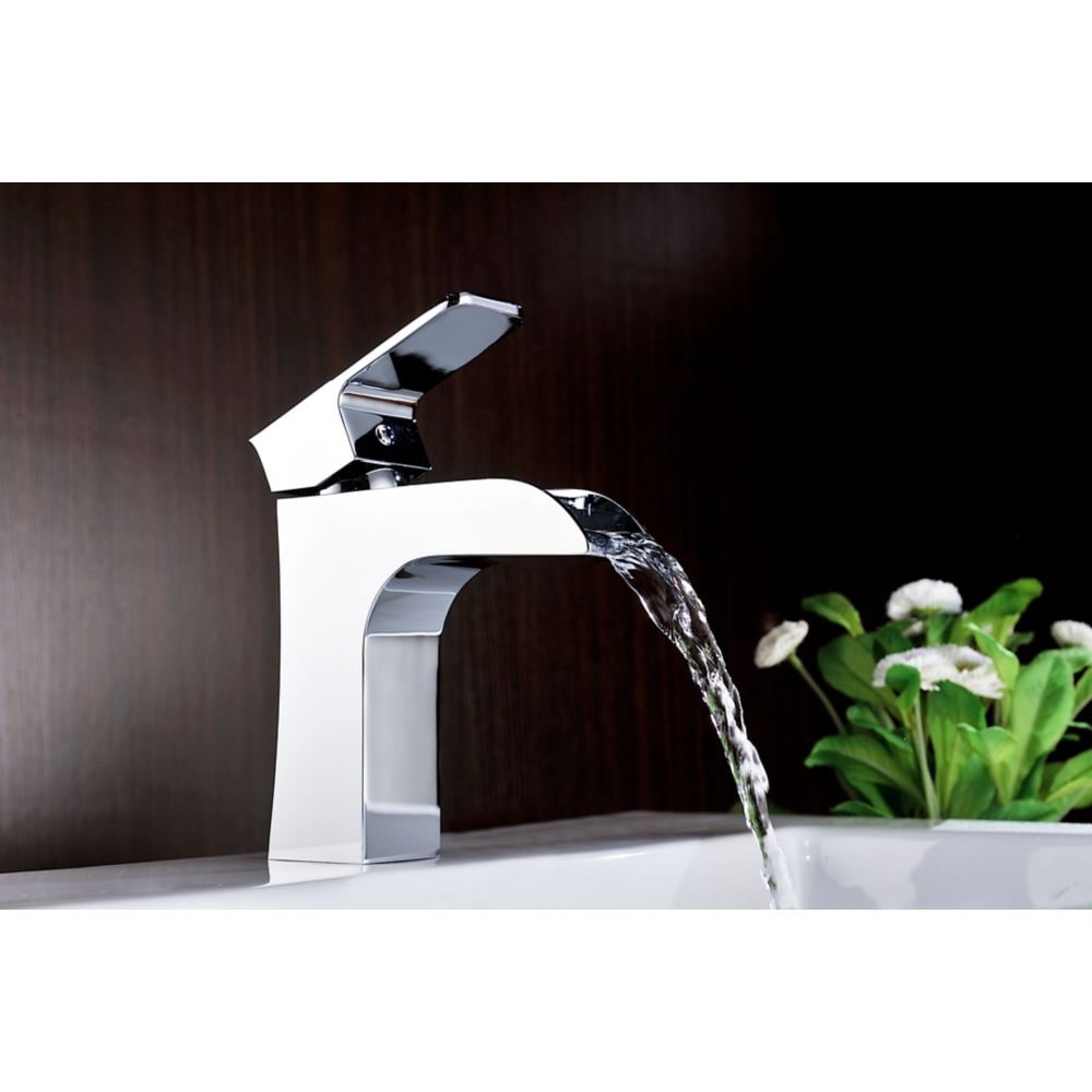 Robinet de salle de bain à arc bas et poignée unique à trou unique de la série Forza en chrome poli