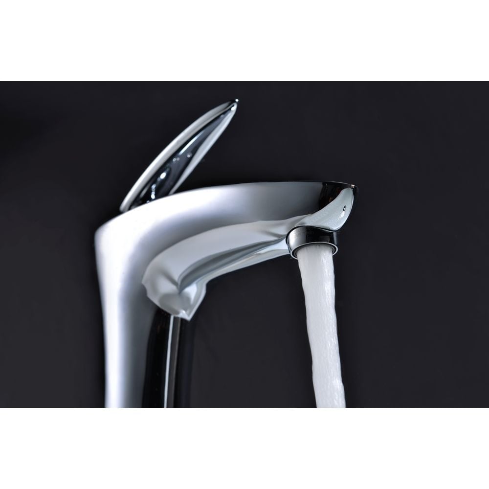 Robinet de lavabo à poignée unique de la série Crown en chrome poli