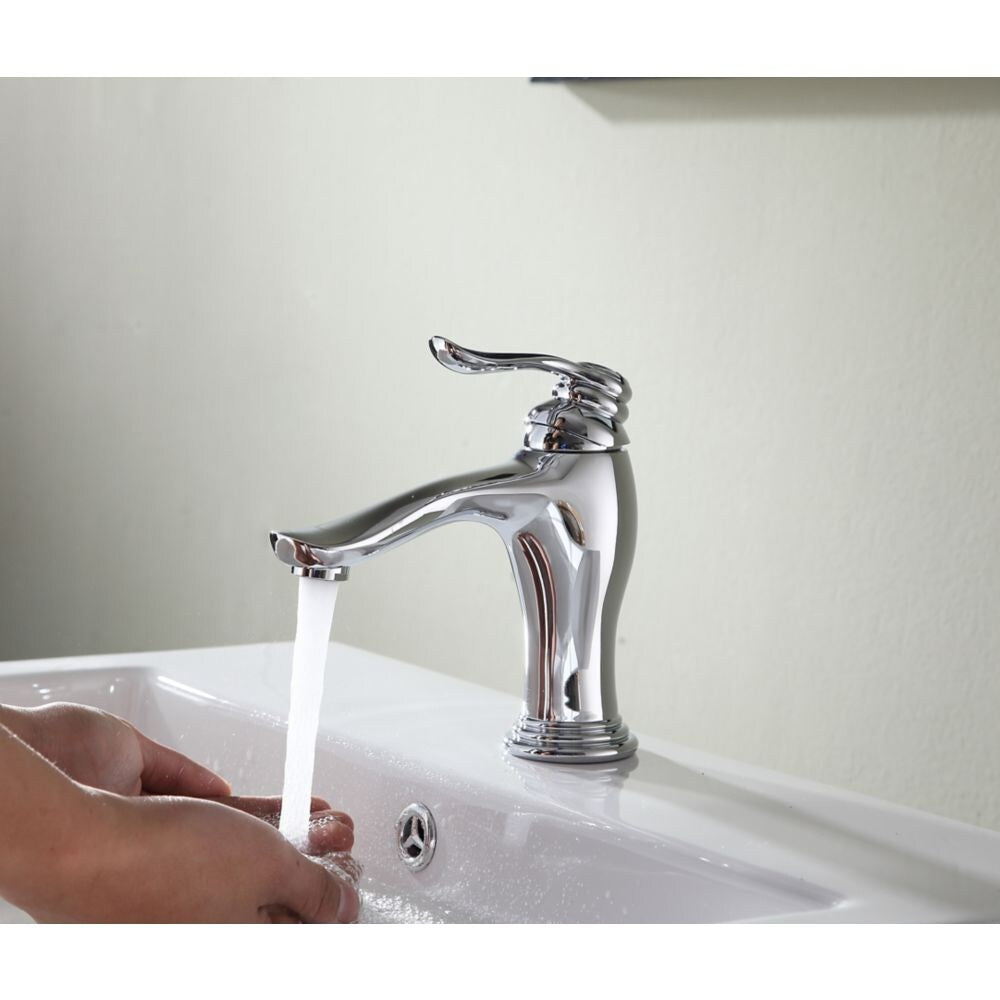 Robinet de salle de bain à poignée unique à trou unique Anfore en chrome poli