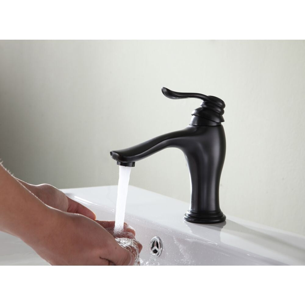 Robinet de salle de bain à poignée unique à trou unique Anfore en bronze huilé