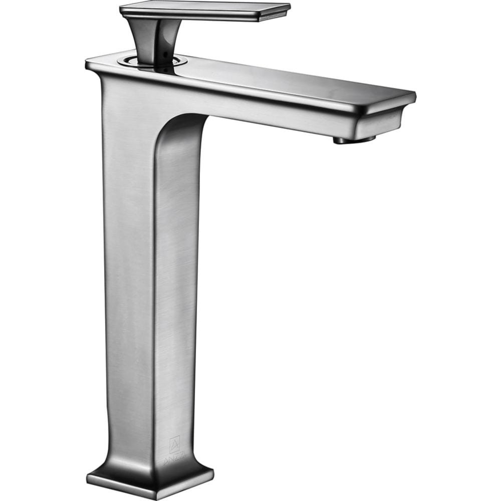 Robinet de salle de bain monotrou à poignée unique Saunter en nickel brossé