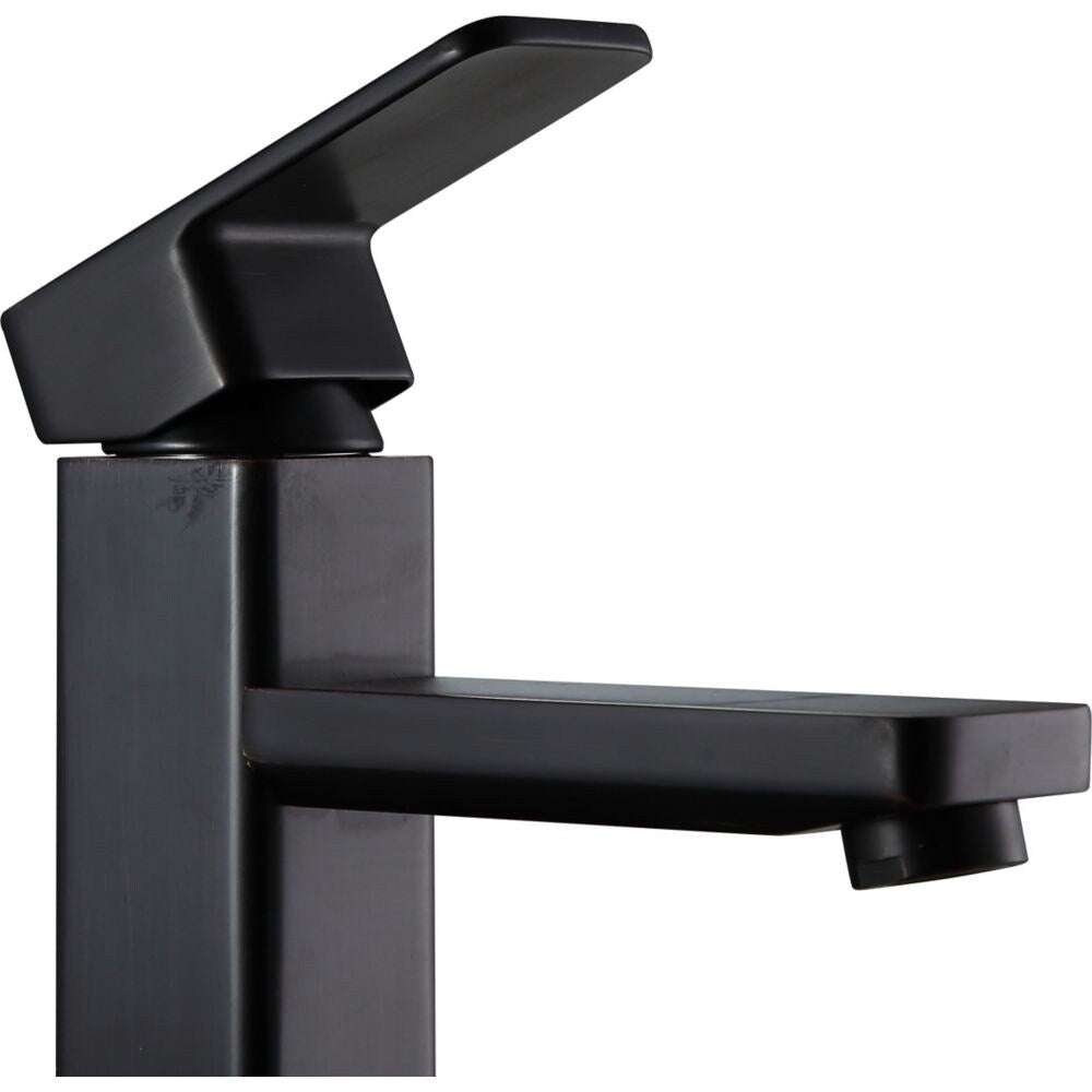 Robinet de salle de bain monotrou à poignée unique Naiadi en bronze huilé