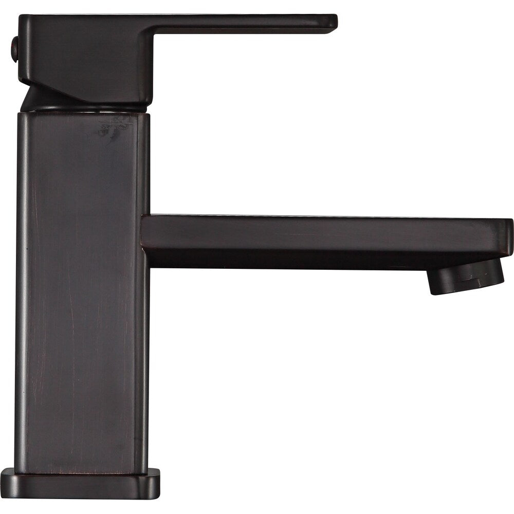 Robinet de salle de bain monotrou à poignée unique Naiadi en bronze huilé