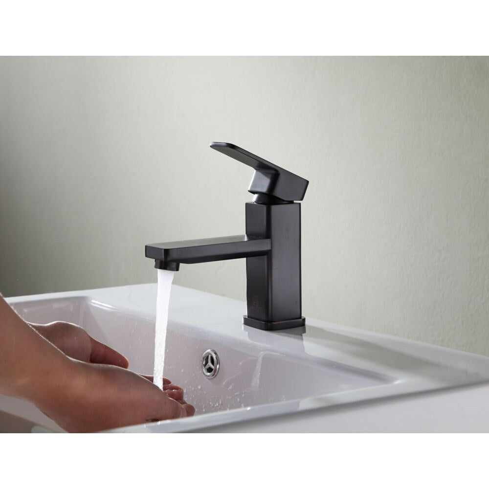Robinet de salle de bain monotrou à poignée unique Naiadi en bronze huilé