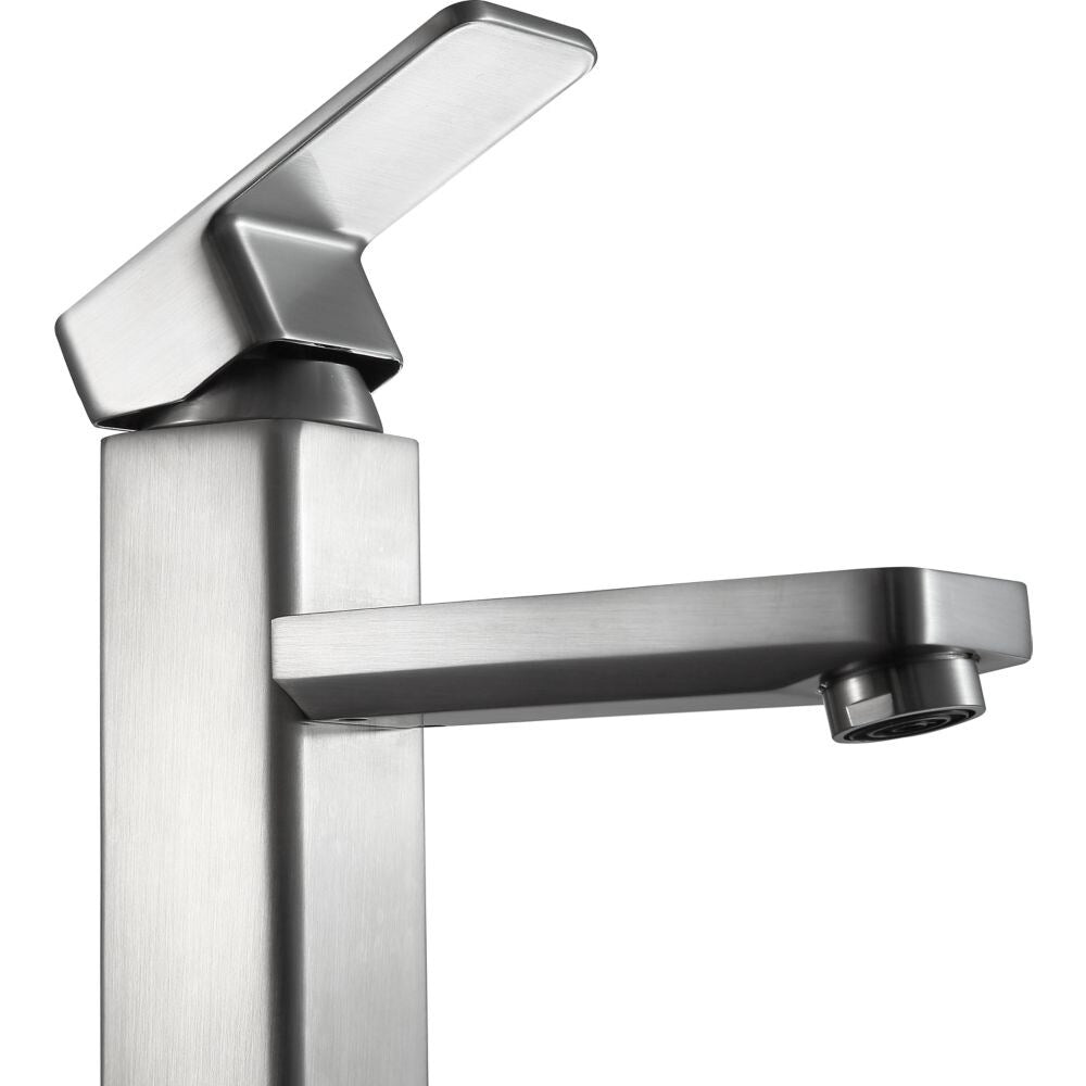 Robinet de salle de bain à poignée unique Nettuno en nickel brossé