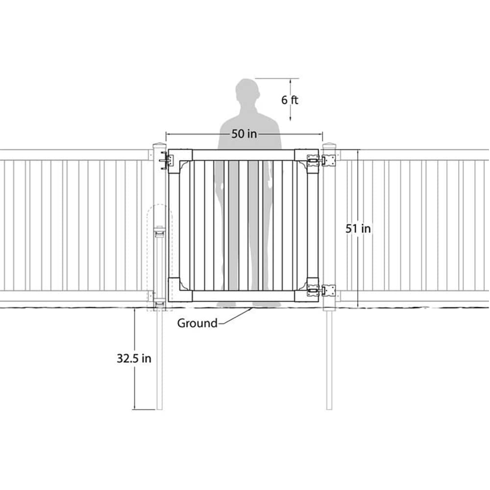 Sturbridge 4 ft. x 4 ft. Vinyl Yard & Pool Gate with Stainless Steel Hardware