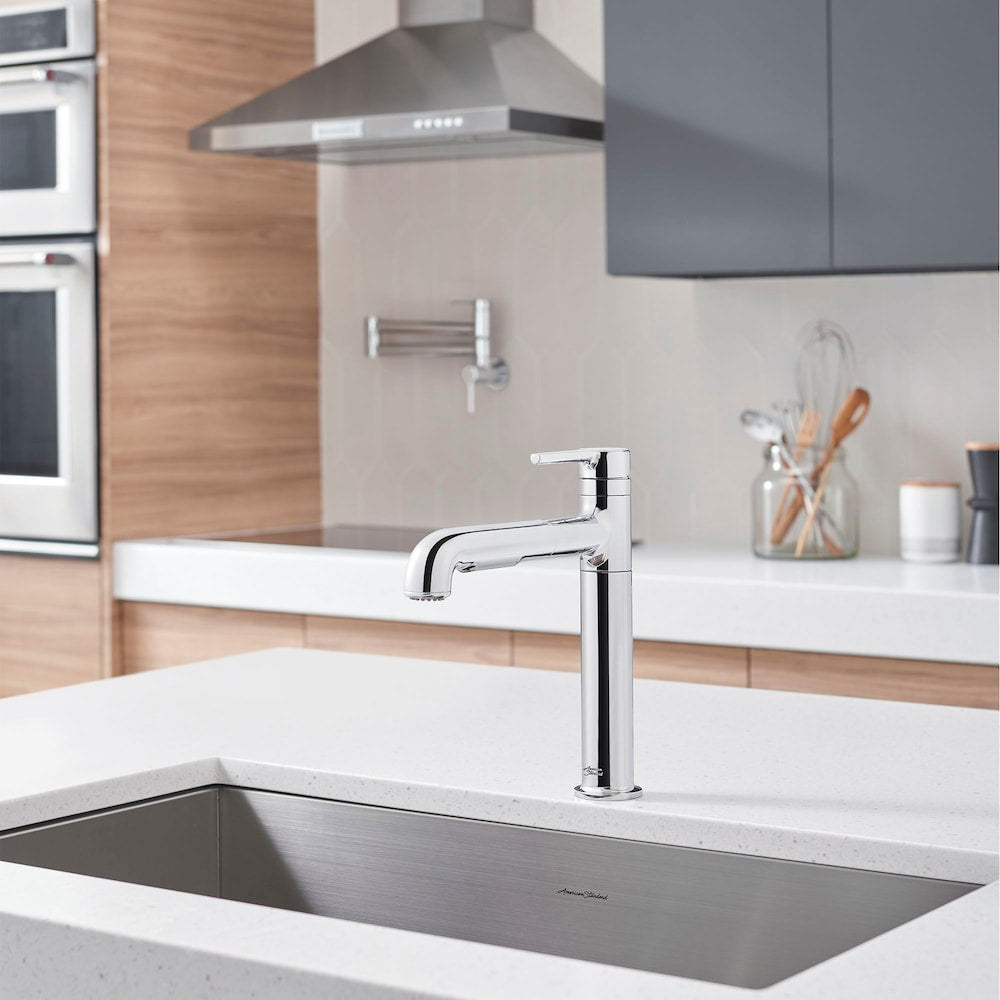 Robinet de cuisine à poignée unique et pulvérisateur extractible Studio S avec double jet en chrome poli