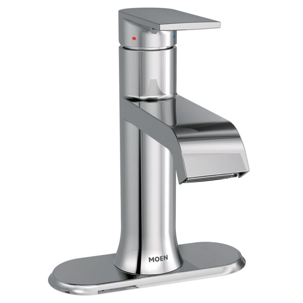 Ensemble de robinetterie pour lavabo de salle de bain Genta à poignée unique de 4 pouces avec plaque de pont, porte-serviettes à main et porte-serviettes en papier en chrome