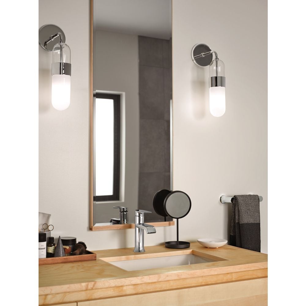 Ensemble de robinetterie pour lavabo de salle de bain Genta à poignée unique de 4 pouces avec plaque de pont, porte-serviettes à main et porte-serviettes en papier en chrome