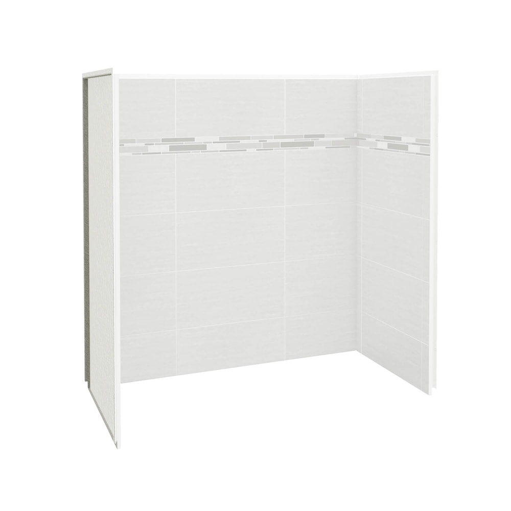 Ensemble de douche pour baignoire Utile de 60 po L x 30 po l x 80,5 po H avec baignoire en acrylique avec drain à droite, 1 étagère en verre et cadre/mur de baignoire avec finition Origin Arctik