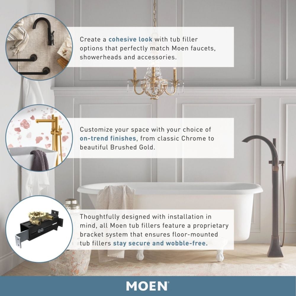 90 Degree Floor Mount/Freestanding Tub Faucet/Filler In Chrome